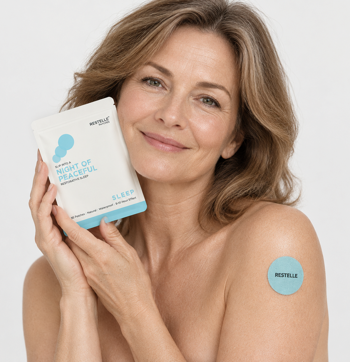 Sleep pills last around 3 hours; Restelle Sleep Patch works for 8–10 hours. Illustration only, not clinical data.